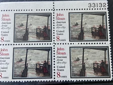 US SC#1433 - 8¢ John Sloan 1971 Issue (4 Stamp Block)