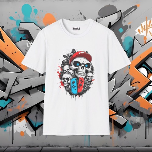 T-Shirt Skull & Gaming Console - Maglietta Grafica Giocatore Unisex - Switch - Foto 11 di 91