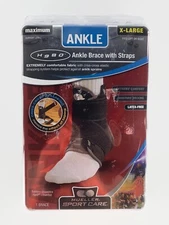 Mueller Ankle Brace With Straps X-LARGE XL Left Right Maximum Support Black Hg80