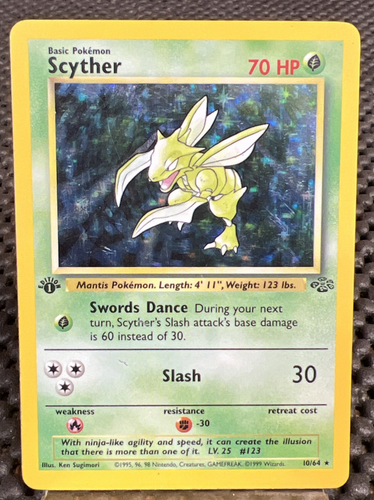 HP Scyther 10/64 1st Edition Holo Jungle Set Pokemon TCG a-1