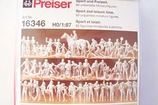 HO Preiser 16346 (EIGHTY) 80 UNPAINTED Sports & Leisure Figures ( with Horses )