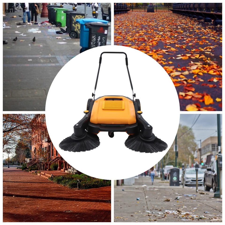 41"Outdoor Hand Push Sweeper Street Pavement Broom Floor Sweeping Cleaning Tool - Image 2 of 4