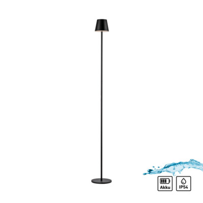 LED Akkuleuchte Stehlampe Tischlampe schwarz Touchdimmer IP54 Außenbereich 125cm