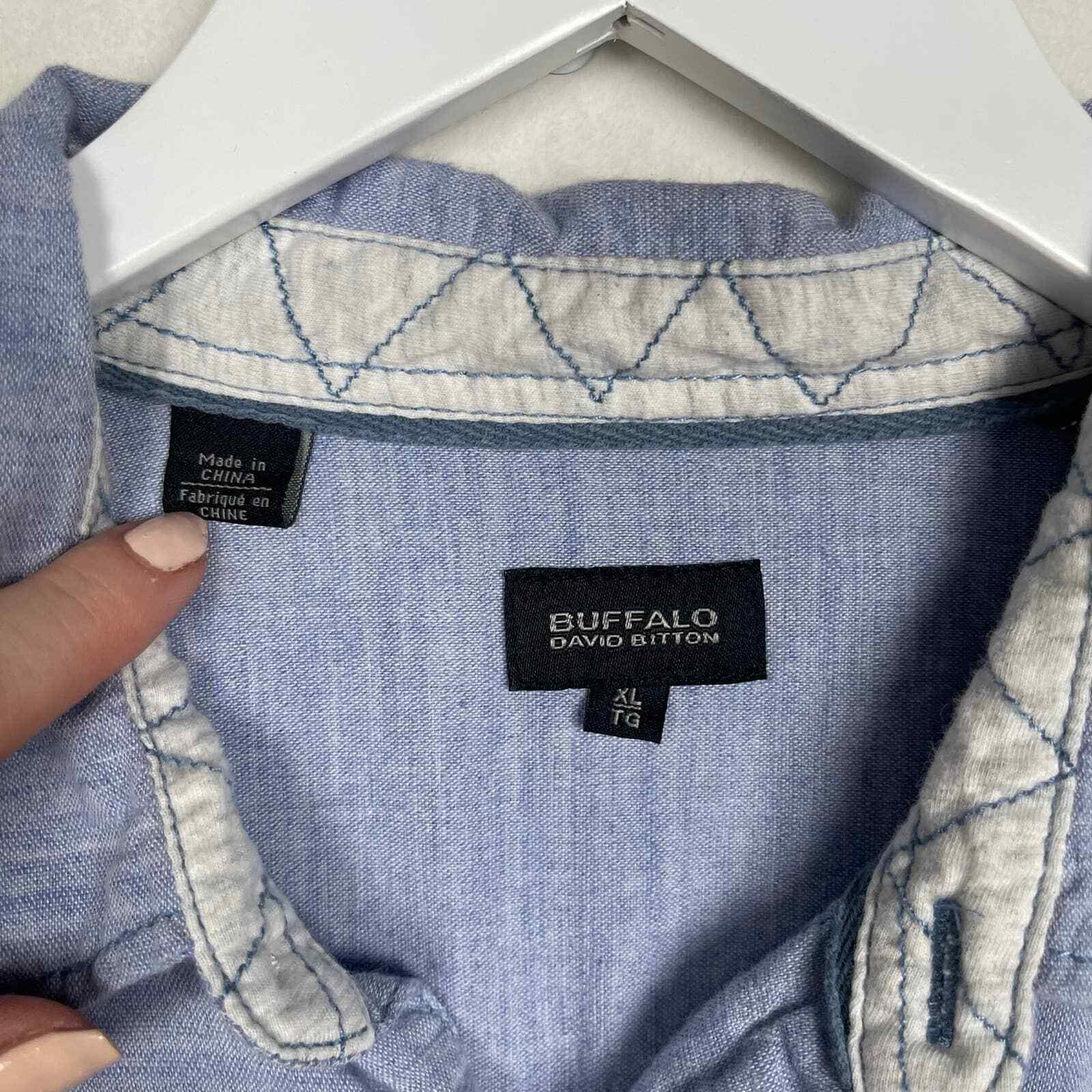 Buffalo David Bitton Patchwork Logo Soft Blue Den… - image 13