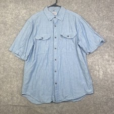 Carhartt Men Large Blue Chambray Short Sleeve Shirt S200 CBL Work Chore