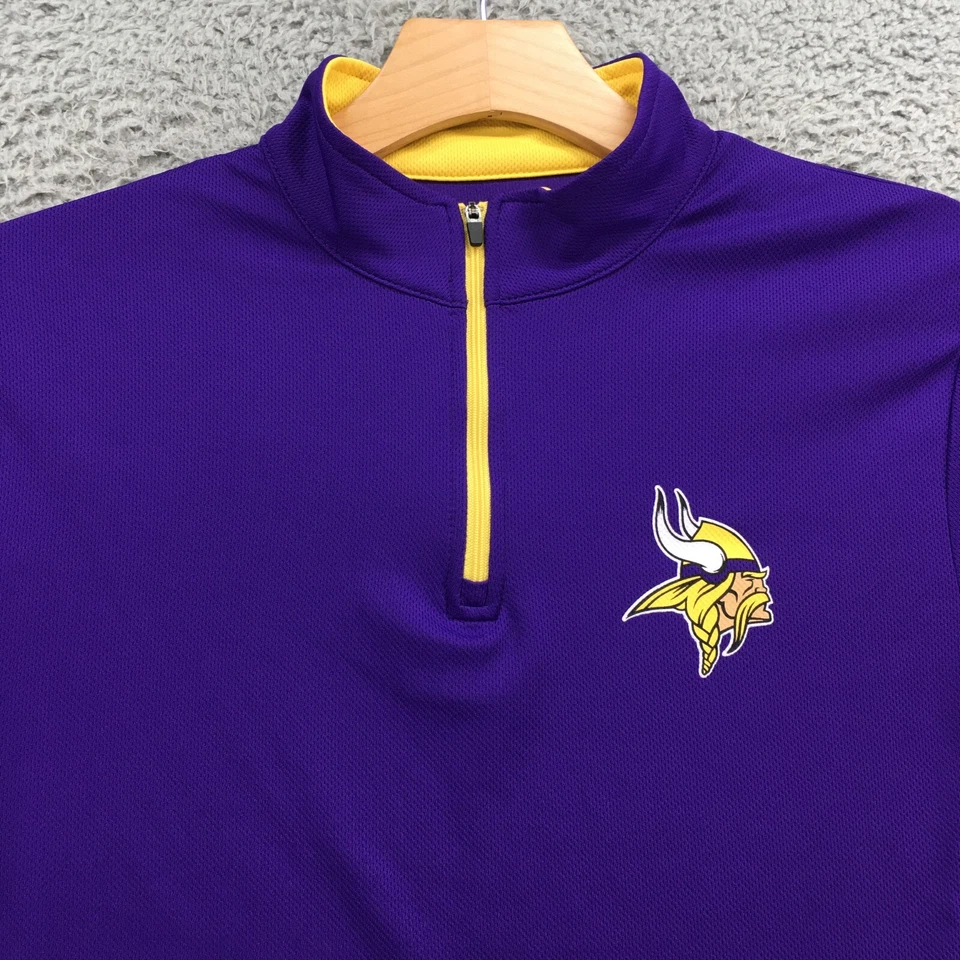 Ropa de equipo NFL Minnesota Viking Sudadera para hombre S púrpura cuello falso cuarto cremallera Foto 3 de 4