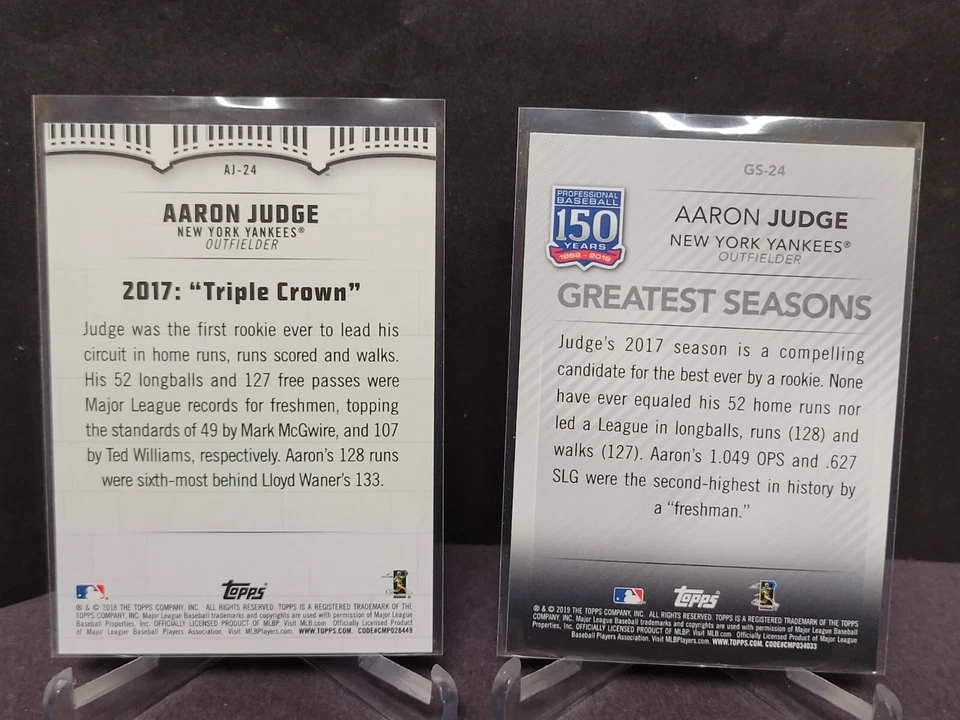 2018 Topps Aaron Judge #AJ24 & 2019 Topps Greatest Seasons Aaron Judge #GS24 Lot - Image 2 of 2