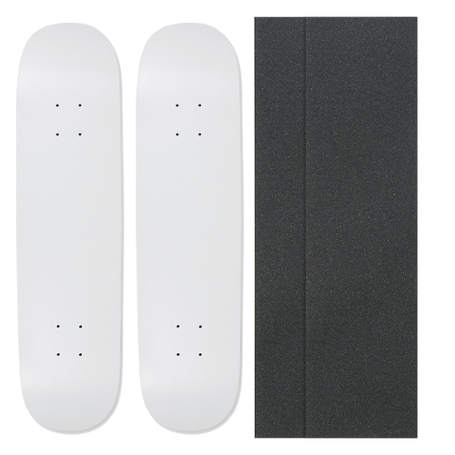 2 Blank Skateboard Decks - 8 in - Dip White w/Jessup Grip - Picture 1 of 5