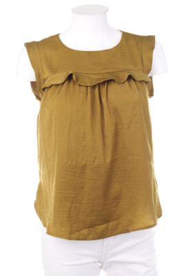 LOFT Blouse Top Volants Frills XS olive green