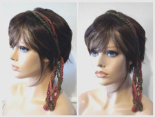 crochet womans handmade  gypsy headband hair scarf boho autumn mix