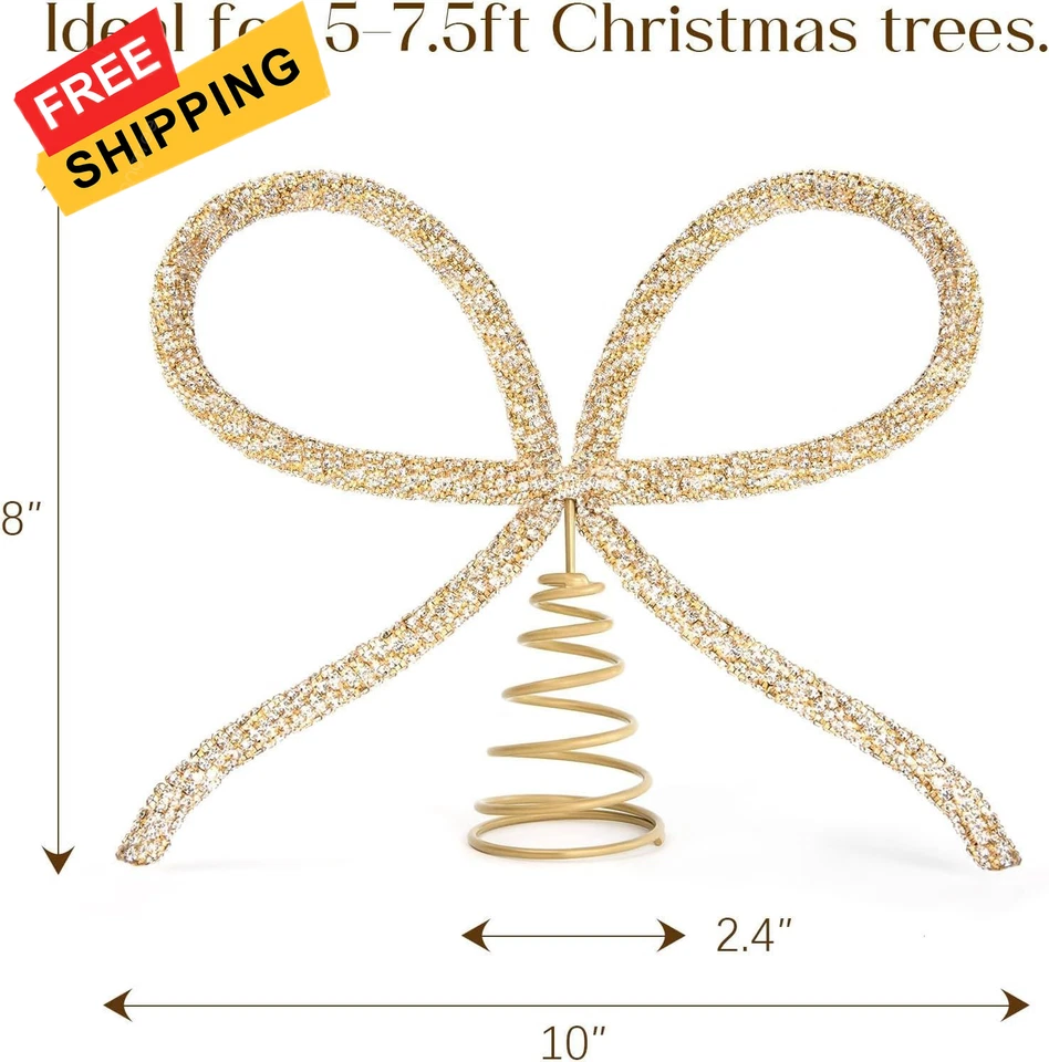 Рождественские украшения - декор - золотые стеклянные стразы бант дерево  - Изображение 2 из 4