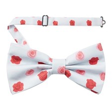 e Men's Heart Bow tie Red Adjustable Suitable for Festivals, Weddings, 09-white