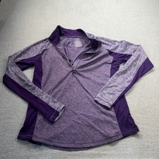 Danskin Now Women's Purple 1/4 Zip Pullover Long Sleeve Athletic Top large