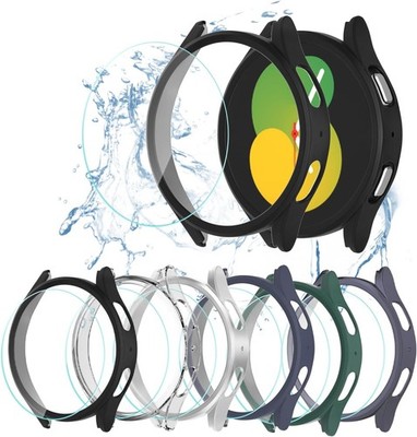 6+6Pack Case and Screen Protector for Samsung Galaxy Watch 5 44mm Bubble Free