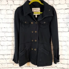 American Rag Cie Double Breasted Long Sleeve Black Jacket Hooded Size S