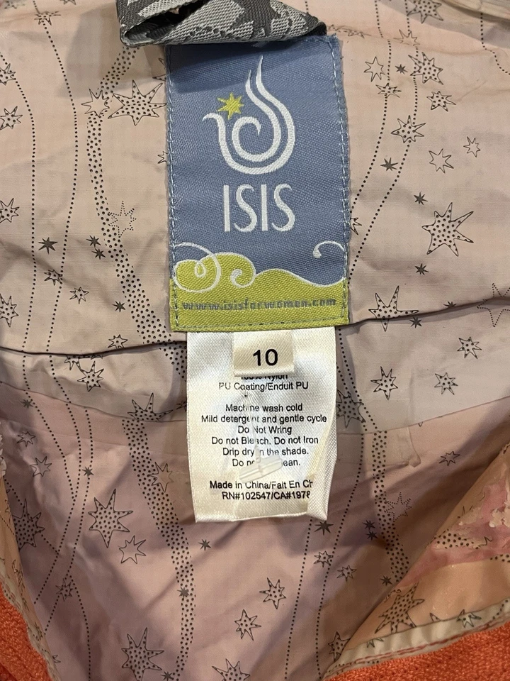 🔥 ISIS Women’s Size 10 Salmon Vented Hooded Rain Jacket Lightweight Water Proof - Image 3 of 4
