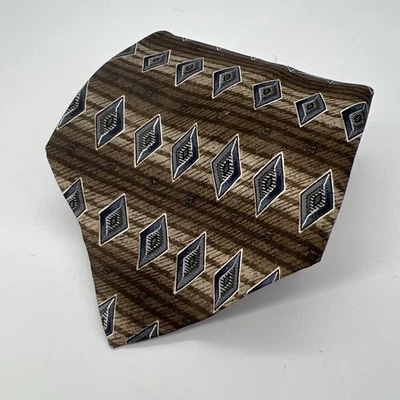 David Taylor 100% Polyester Clip On Tie Geometric Brown/Gray 20.5x4 - Image 1 of 4