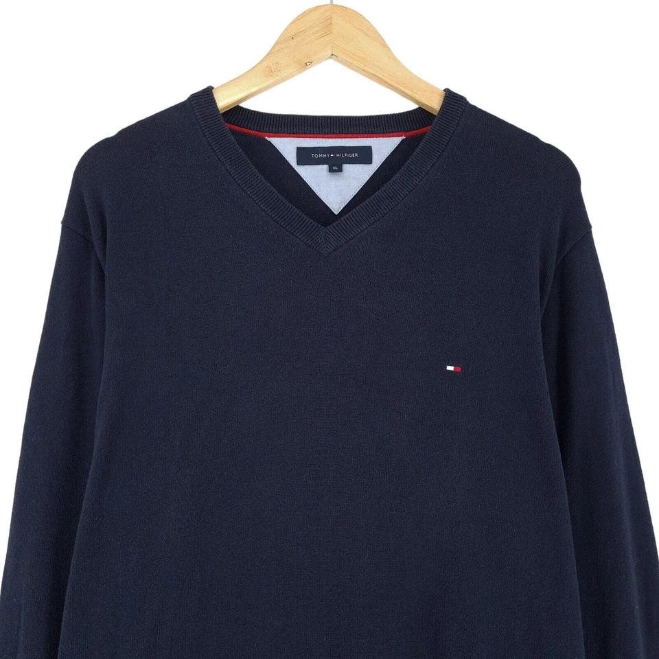 Suéter Vintage Tommy Hilfiger Para Hombre Azul Hy9 Talla XL - Imagen 2 de 4