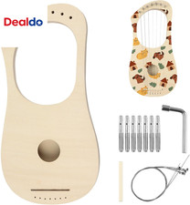 Lyre Harp 7 String DIY Kit, Wooden Instrument Kit Handmade with Basswood Body St