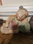 VTG Wood Carved GIRL & BOY Sleeping Figurines — photo 2