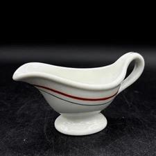 Vintage Diner China Red Green Stripe Individual Mini Gravy Boat Sauce Christmas