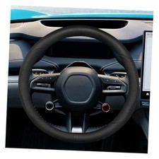 Craedli Nappa Leather Car Steering Wheel Cover, Breathable Non-Slip Black