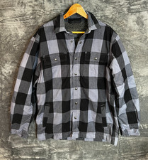 Carhartt Buffalo Plaid Sherpa Lined Flannel Shacket Jacke Grau Schwarz M