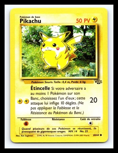 ⚡ Pikachu # 60/64 Jungle Non Holo Foil Pokemon 1999 Vintage Card