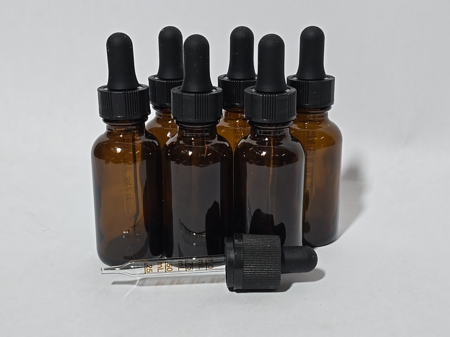 12 Pack 2 Oz Amber Glass Eye Dropper Bottles  for Essential 