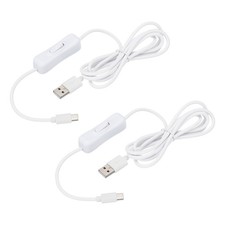2pcs 4.92ft USB Extension Cable Switch Type C to USB Male Data Power Cord White