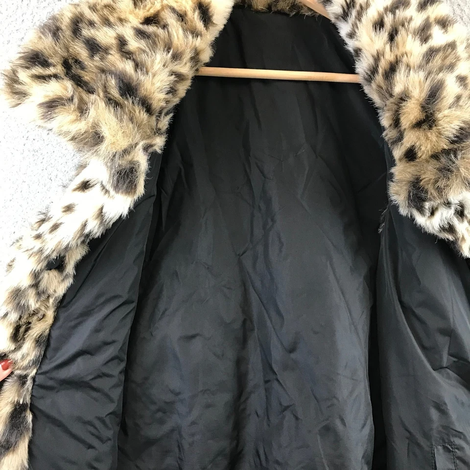 Women's Gallery Leopard Print Faux Fur Vest Sleeveless Outerwear M - Image 3 of 4