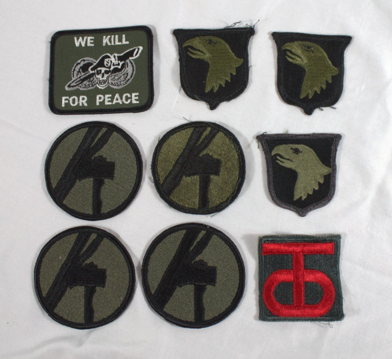 Military patch lot 9 patches sew on, iron on