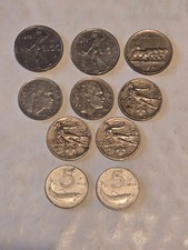 10 Italian Coins, 1913-1976