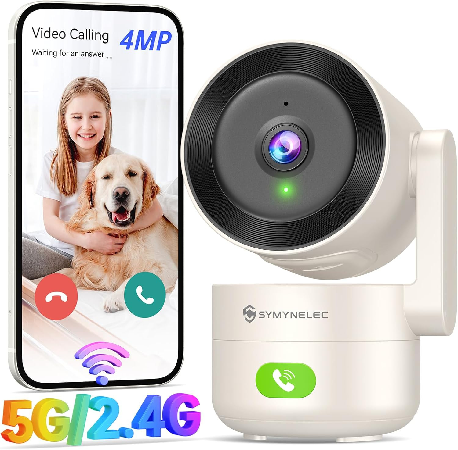 5Ghz/2,4Ghz Telecamera WIFI Interno, 2K 4MP Videocamera Di Sorveglianza, Telecam