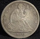 1875 S United States Seated Liberty Half Dollar 50C Silver Coin