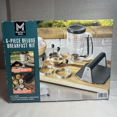 Member's Mark 6-Piece Deluxe Breakfast Kit - Batter Dispenser, Egg Rings & Press