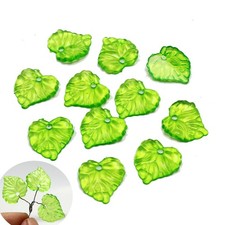 150 Transparent Green Acrylic Leaves Beads Charm 16X16mm Sewing Craft DIY