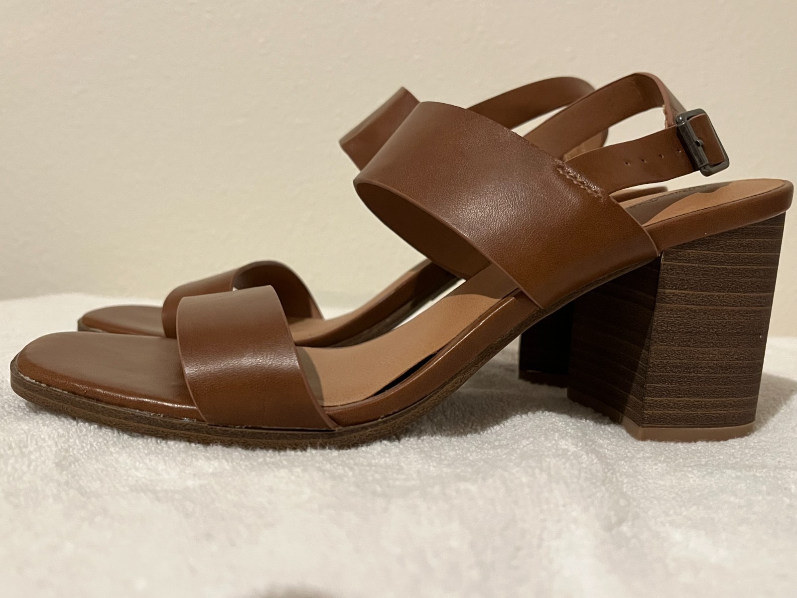 Universal Thread Brown Open Toe Chunky Heels Shoe… - image 4