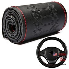 Car Steering Wheel Cover Universal Fit Round Stitch Steering Wheel Wrap Black