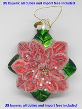 2022 Hand-Blown Glass Ornament FLOWER Modern Ukrainian Glass Figures 4.25"