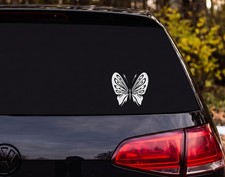 Blue White Butterfly Decorative Swirl Vector Art Vinyl Decal Sticker Car Laptop