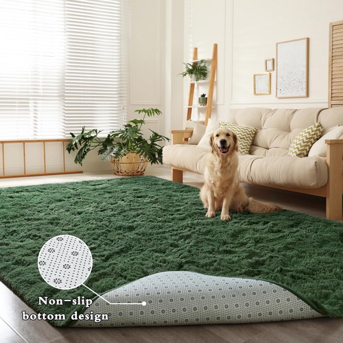 Large Dark Green Rug for Living Room, 5x8 Large Fluffy Area Rugs for Bedroom,... - Bild 4 von 9