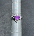 Sterling Silver Unknown Pink Gemstone Ring- 4.4 Grams-Size 7-Vintage Estate Find
