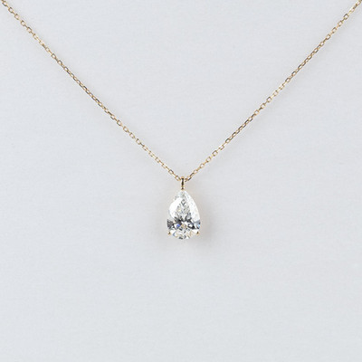 2 Ct Pear Cut Lab-Grown Diamond Solitaire Pendant 18'' Chain Sterling Silver