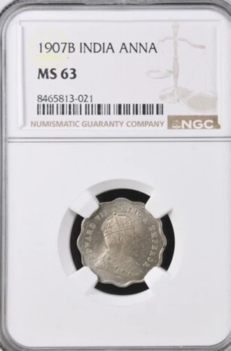 British India 1 Anna 1907, NGC MS63