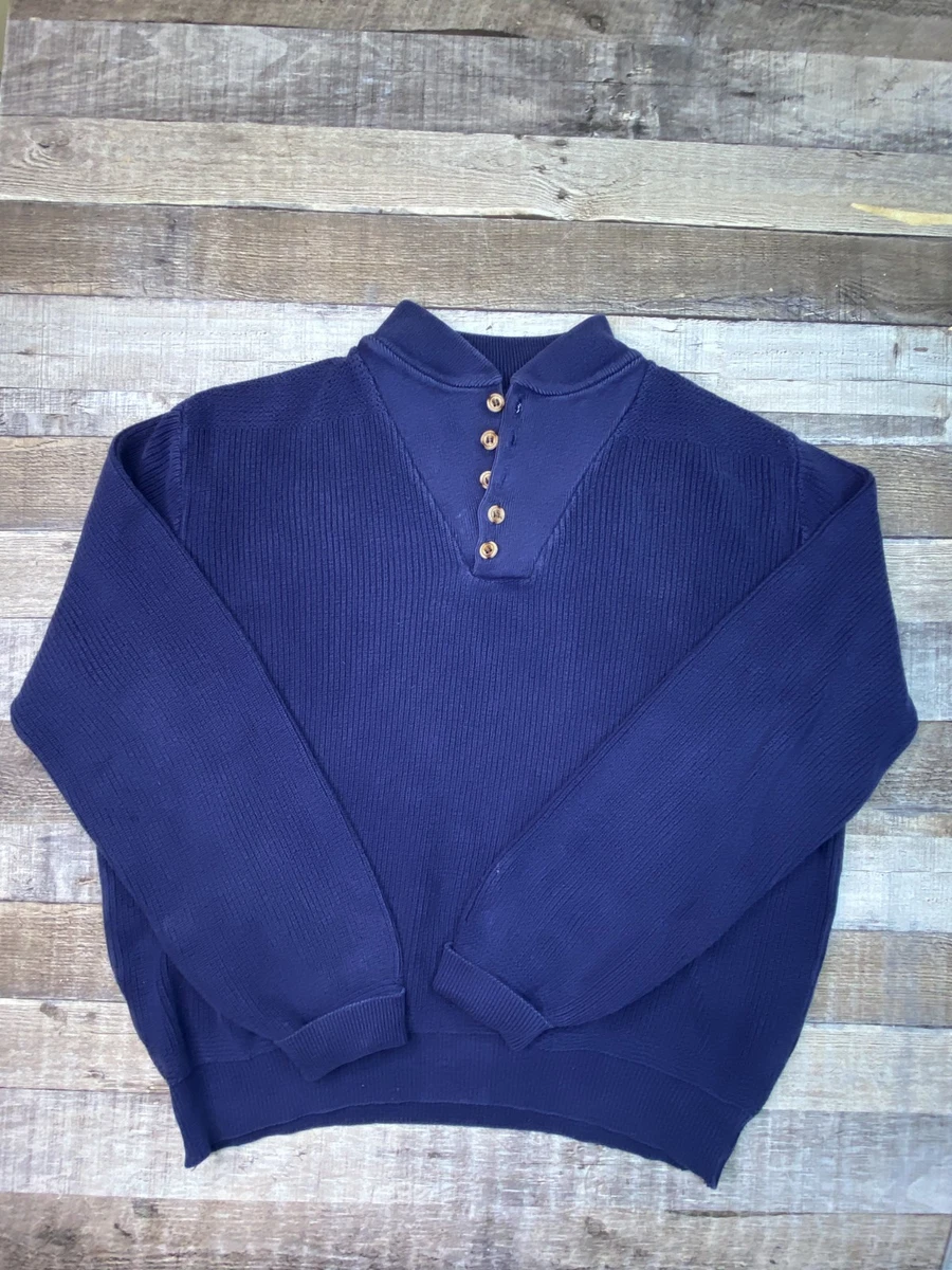 Sweat Polaire Vintage Lands' End Homme - XL - Gris - Années 90 - USA Henley