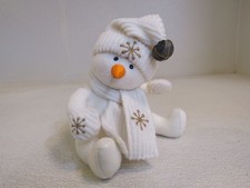 First Main Inc Marshmallow Plush Snowman Off White Gold Snowflakes 3