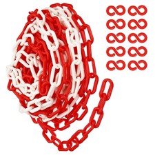 Plastic Chain 32 Ft Safety Barrier Chain for Crowd 1/4" 6mm Red/White