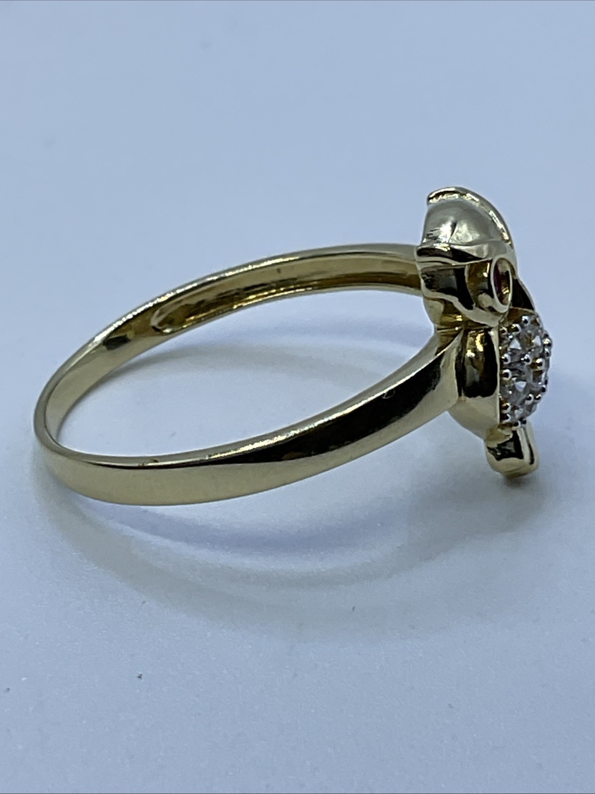 D&B Solid 14K Yellow Gold Created Ruby & White CZ… - image 14