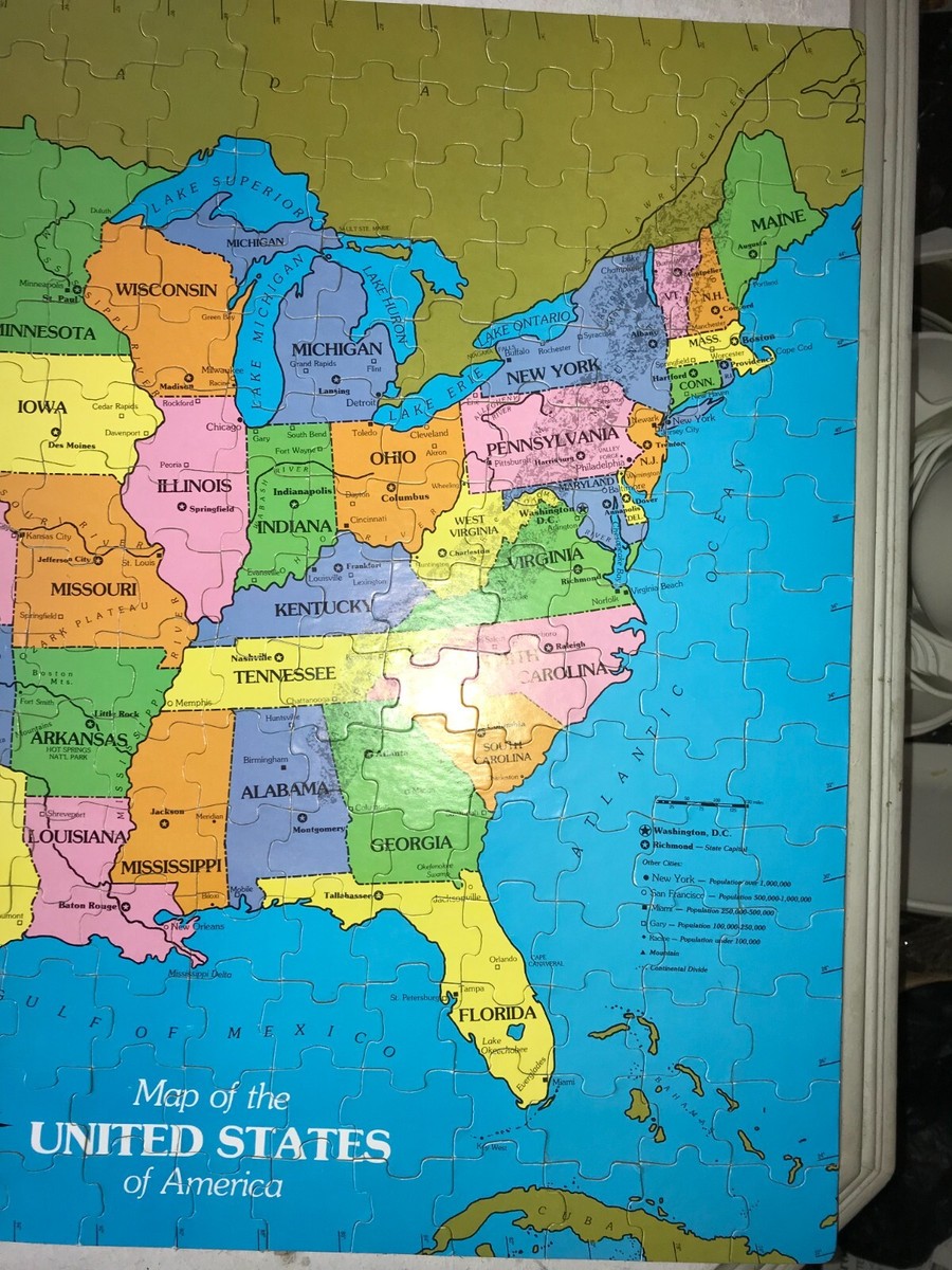 GOLDEN 1990 MAP of the UNITED STATES of AMERICA Jigsaw GOLDEN 1990 MAP of the UNITED STATES of AMERICA Jigsaw
